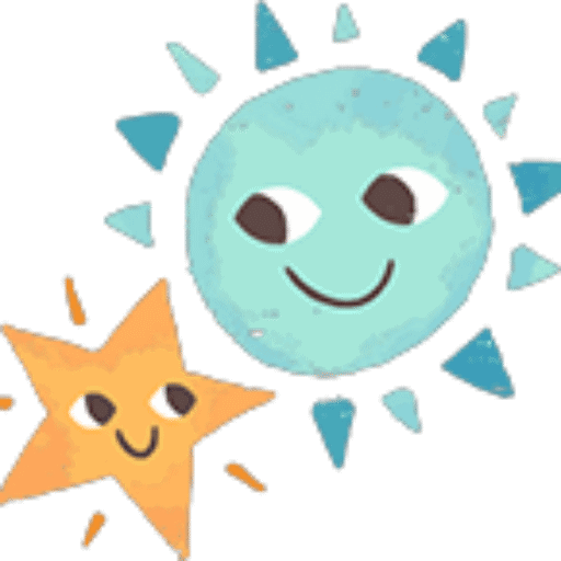 A sun and a star with a smile on their faces.